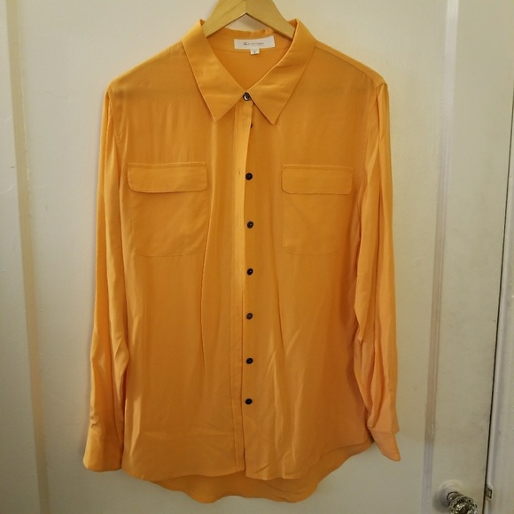 Two by Vince Camuto Orange Silk Shirt - Picture 1 of 4